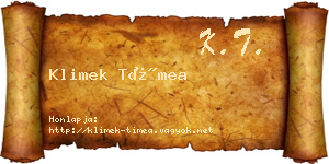 Klimek Tímea névjegykártya